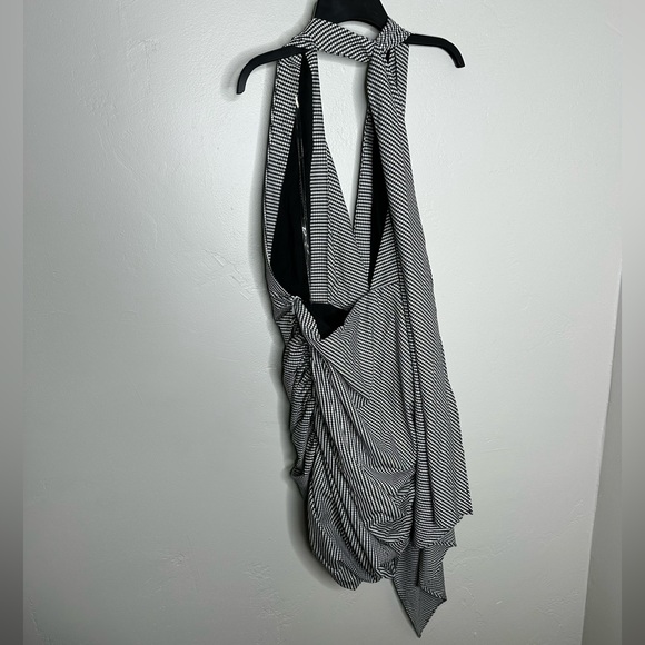 House of CB Black & White Checkered Draped Mini Halter Dress - Picture 6 of 6